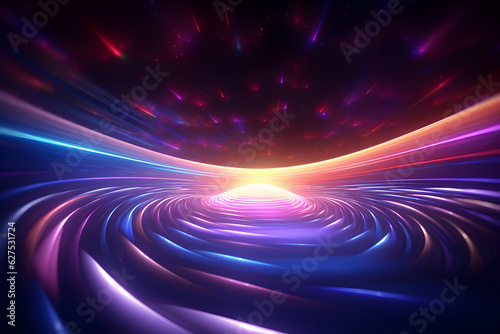 abstract background with motion blur multicolor spectrum bright orange blue neon rays and colorful glowing lines  AI generate