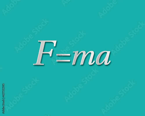 Math background. Newton's Second Law of motion formula in physics. Vector illustration. 