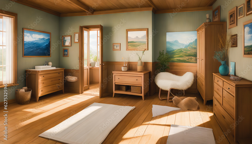 Fototapeta premium Interior of an old house. living room. Generative AI.