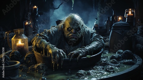 Terrifying Goblin Slime Bucket: Grotesque Goop & Creepy Mischief Unleashed in the Dark Shadows!