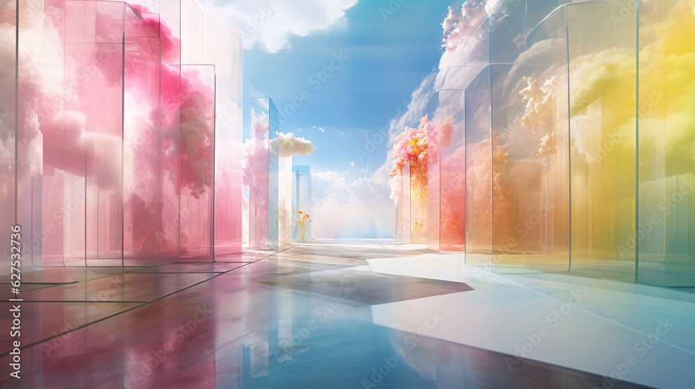 Step into Surreal Glass Rooms: Rainbow-Colored Ethereal Cloudscapes Create Enchanting Hyperrealistic Landscapes Step into Surreal Glass Rooms: Rainbow-Colored Ethereal Cloudscapes Create Enchanting Hyperrealistic Landscapes