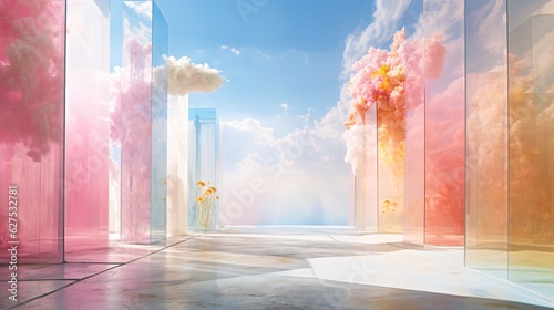 Step into Surreal Glass Rooms: Rainbow-Colored Ethereal Cloudscapes Create Enchanting Hyperrealistic Landscapes
