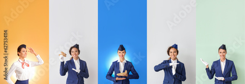Set of beautiful stewardess...