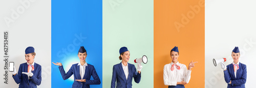 Set of beautiful stewardess...