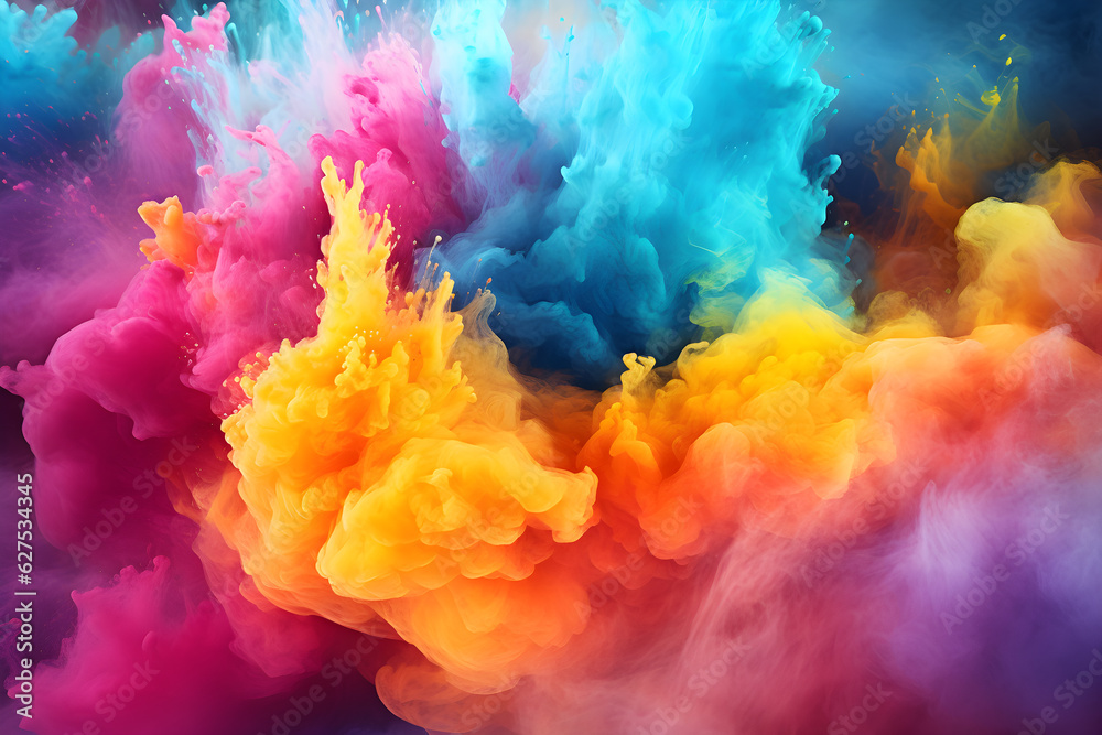 colored powder explosion colorful artistic abstract background, AI generate