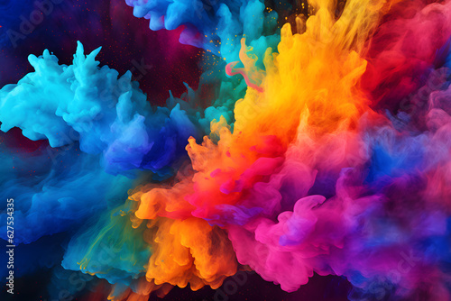 colored powder explosion colorful artistic abstract background, AI generate