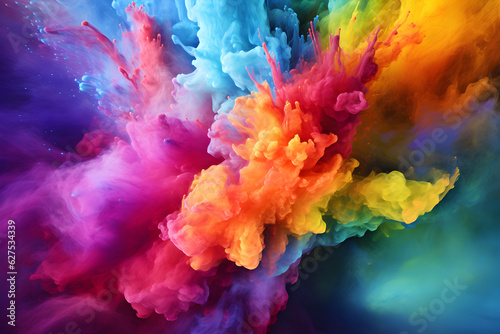 colored powder explosion colorful artistic abstract background, AI generate