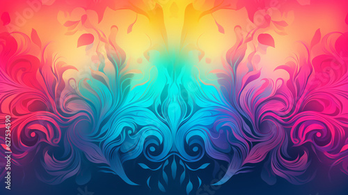 Abstract Colorful Swirly Background. Rainbow Rorschach. Generative AI.