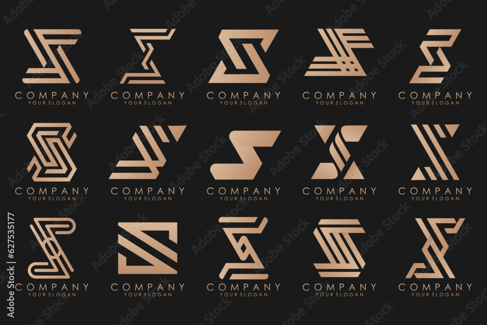 Abstract collection with letters S logo design. creative design logotype S with gold color. Abstract collection with letters S logo design. creative design logotype S with gold color.