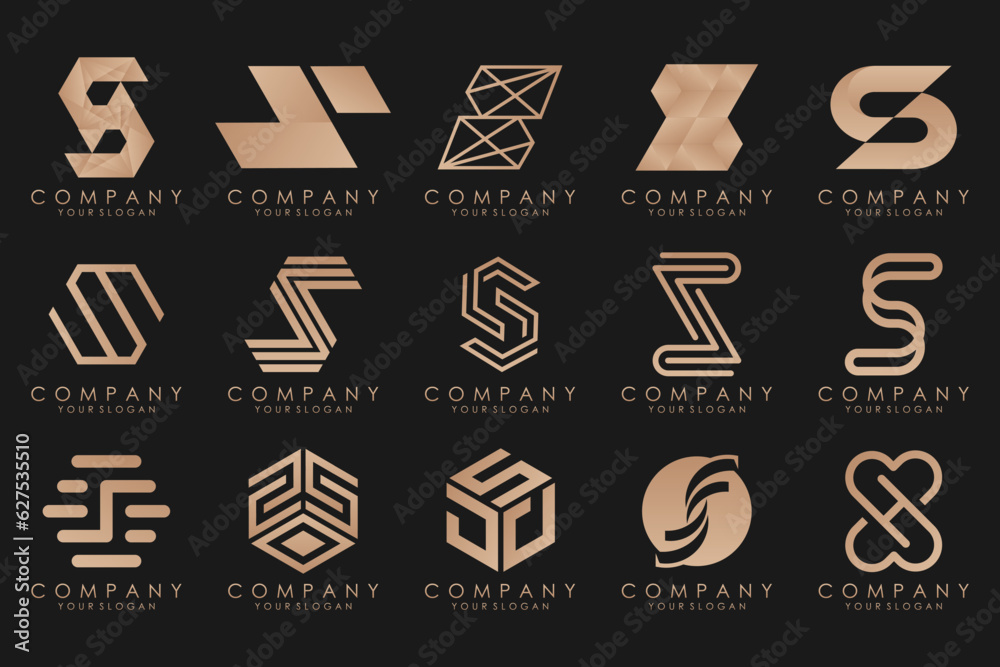 Abstract collection with letters S logo design. creative design logotype S with gold color. Abstract collection with letters S logo design. creative design logotype S with gold color.