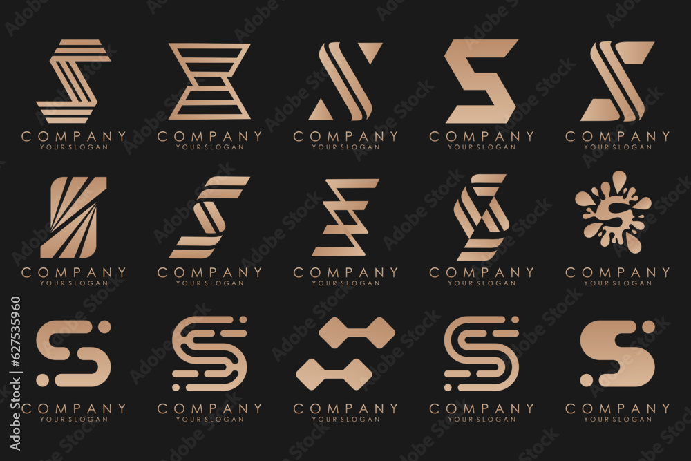 Abstract collection with letters S logo design. creative design logotype S with gold color. Abstract collection with letters S logo design. creative design logotype S with gold color.