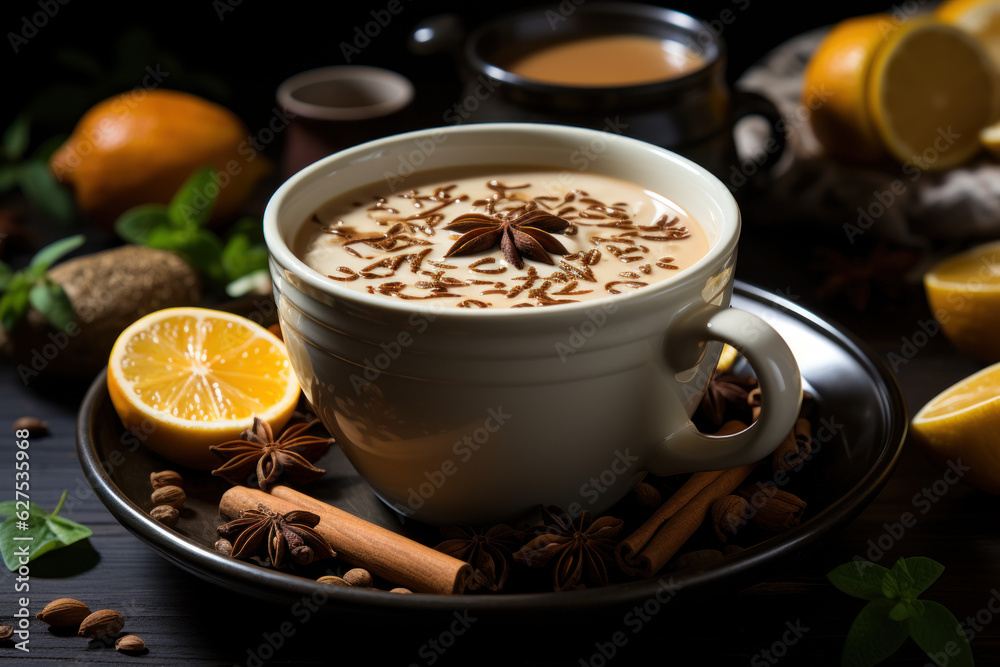 Chai tea latte also known as masala
Chai tea latte also known as masala
