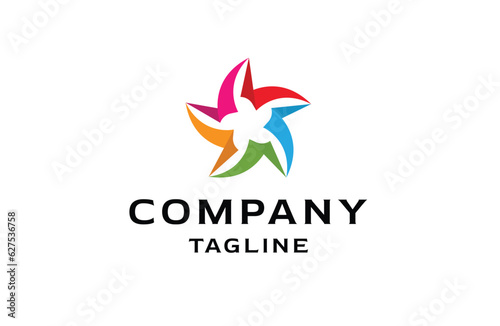 Colorful star logo icon design template  flat vector