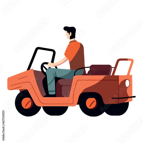 Men driving off road