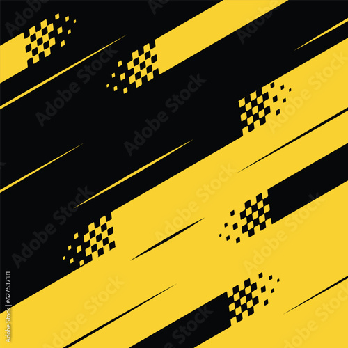Abstract diagonal race track checkered yellow and black