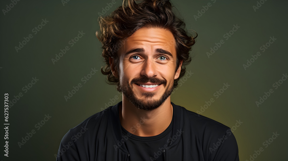 Obraz premium smiling man wearing t-shirt Generative AI