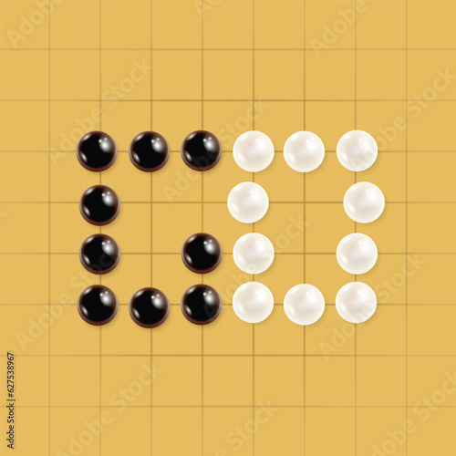 Go game board with stones text