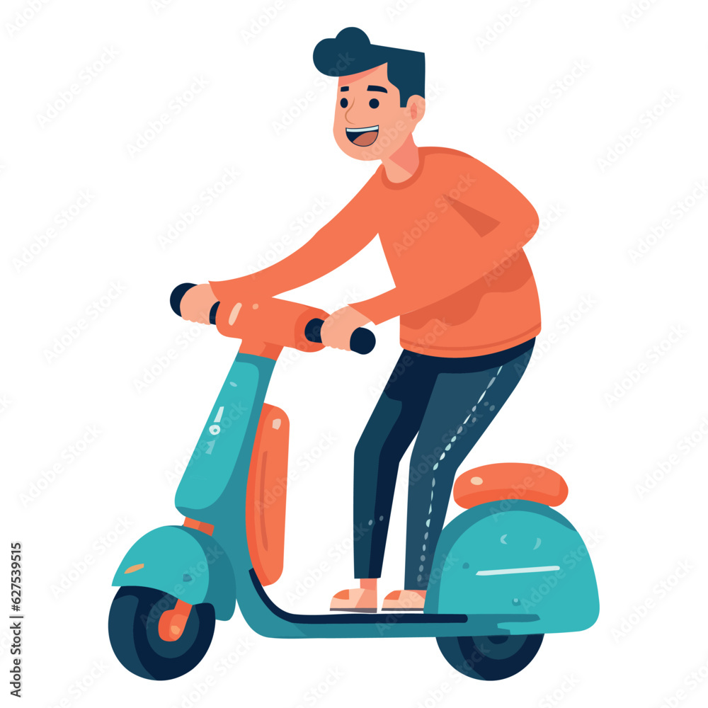 Man riding motor scooter