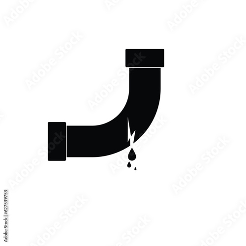 Leaking pipe with flowing water vector illustration.
