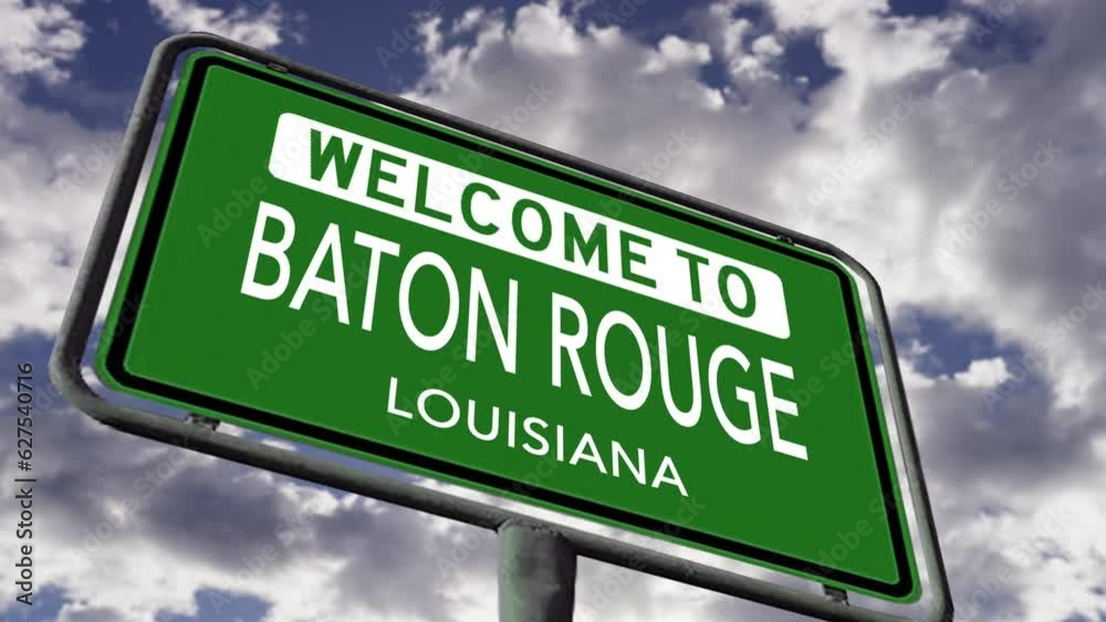 Welcome to Baton Rouge, Louisiana. USA City Road Sign Close Up ...