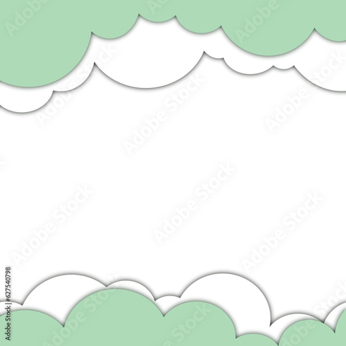 Green White Cloud Paper Cut