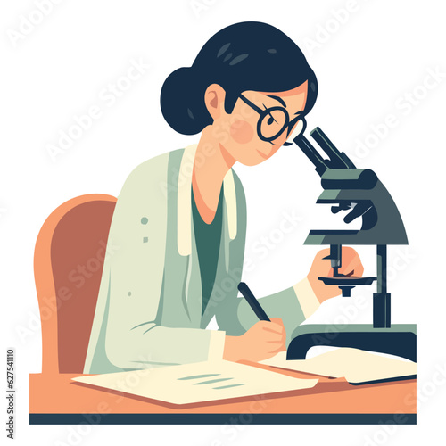 Scientist studying discovery with microscope