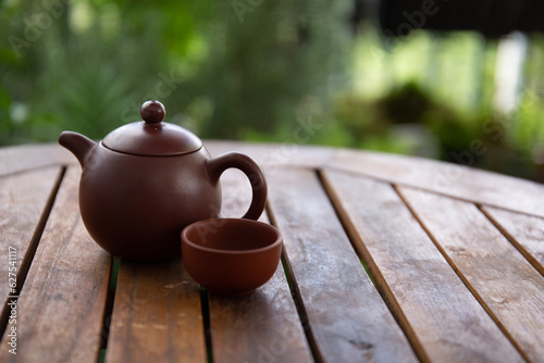 Traditional Chinese teapot in the garden