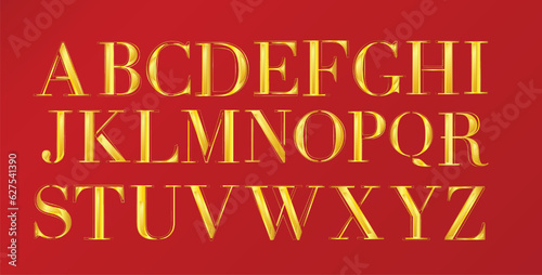 Elegant gold alphabet letters font