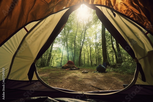 Looking through the opening of a tent - Generative AI