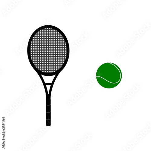 illustration design of tennis equipment. There’s tennis racket and tennis ball. This illustration is suitable for graphic resources. © Meiry