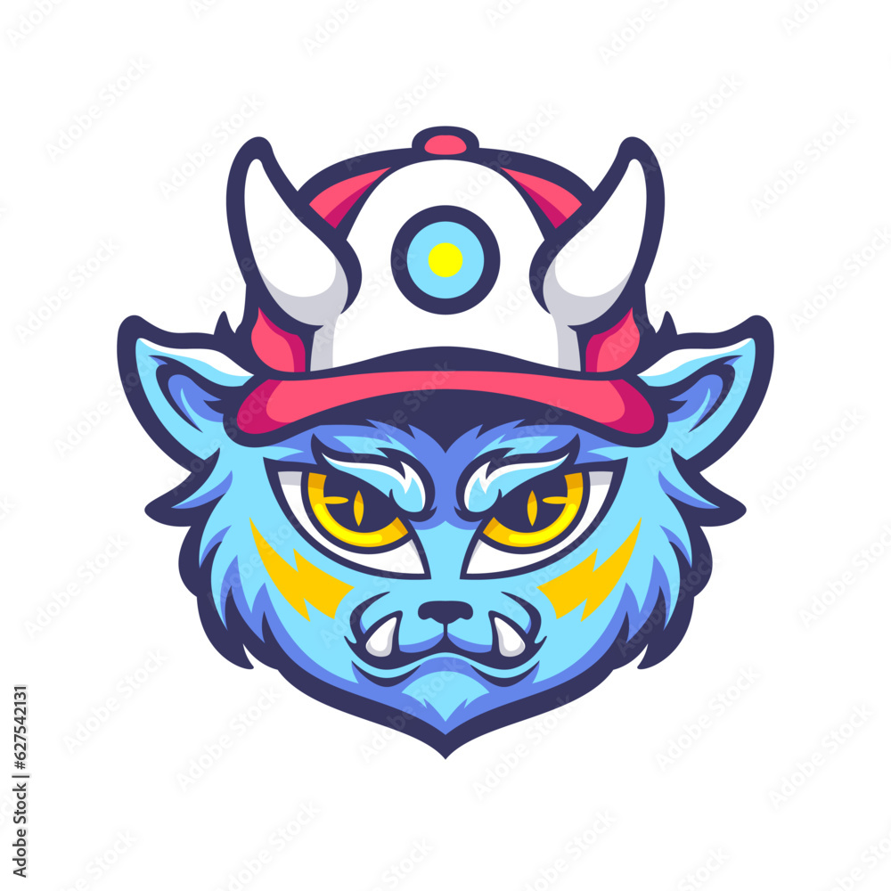 illustration of little beast head mascot