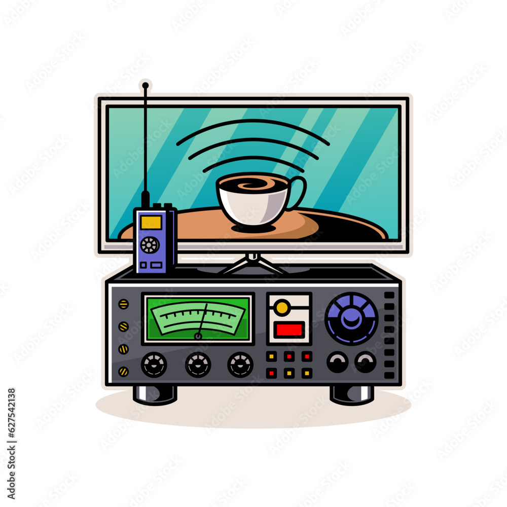 Fototapeta premium illustration of amateur radio coffee