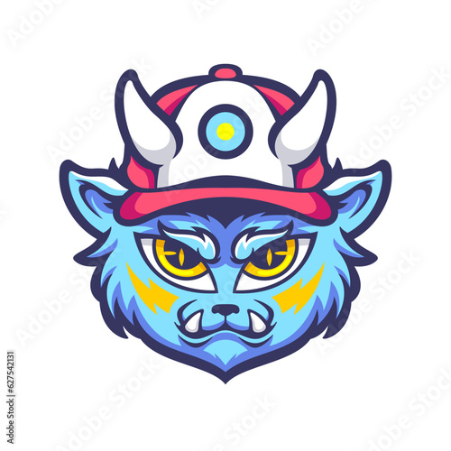 illustration of little beast head mascot