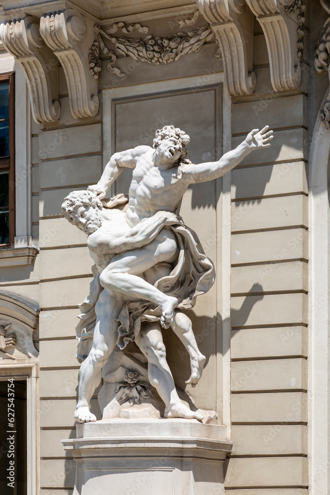 Sculpture composition on the building of the Sissi Museum in the Hofburg in Vienna