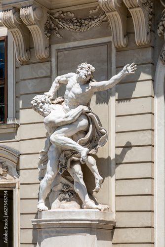 Sculpture composition on the building of the Sissi Museum in the Hofburg in Vienna
