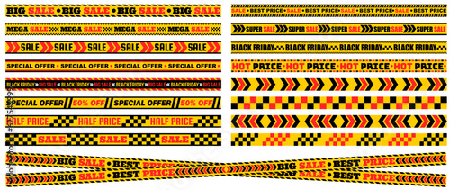 set collections sale tape icon. Special offer, black Friday, big sale line strip vector illustration	
