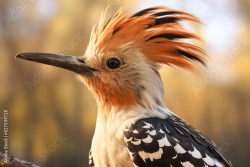 Eurasian hoopoe (Upupa epops) portrait. Generative AI