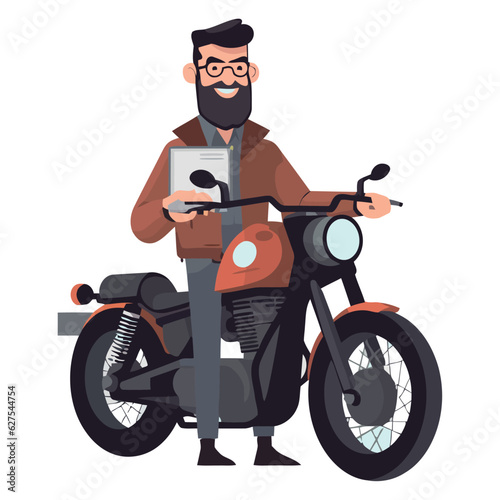 Man riding motorcycles with beards blowing in wind