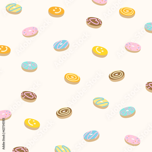 Donut wallpaper, sweet dessert background, snack backdrop, ads template, fabric print, social media post, menu banner, frame, cafe and restaurant sticker, bakery and pastry decoration, baking recipe..