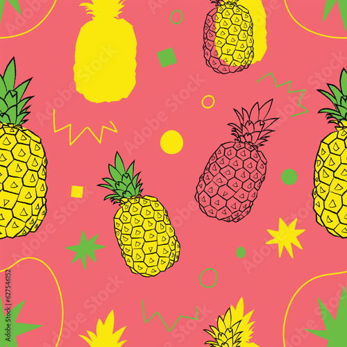 Seamless pattern of pineapple.