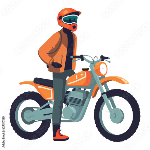 Speeding biker races towards adventure and freedom