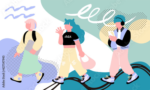 Z世代をイメージするポップな若者のイラスト
