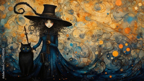 A witch and a cat.