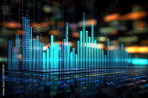 Business graph and chart concept. Colorful data visualization and financial analysis for report and presentation. Generative AI