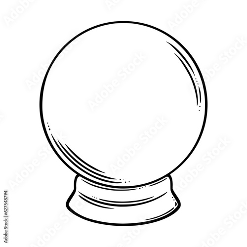 Crystall ball for magic oracle sessions. Wicca occult spiritual ball with mystic powers. Vector illustration isolated in white background