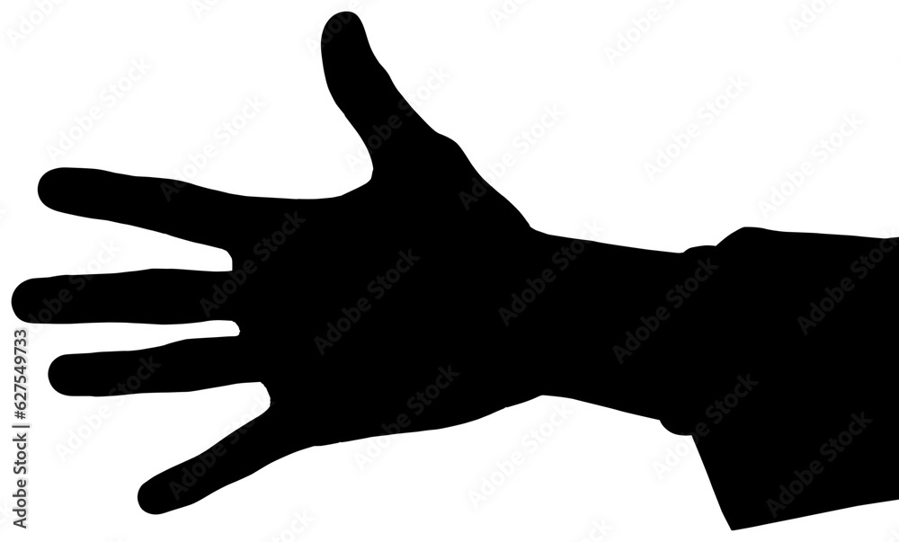 Digital png illustration of black silhouette of open hand on transparent background Digital png illustration of black silhouette of open hand on transparent background