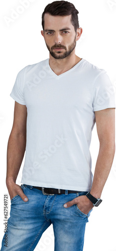 Digital png photo of caucasian man on transparent background