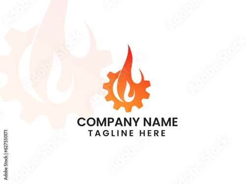 Fire gear logo design. Gear fire logo. Business. Gear vector. Gas. Flame vector Premium template. Unique. Finance. Modern. Service center. Repair