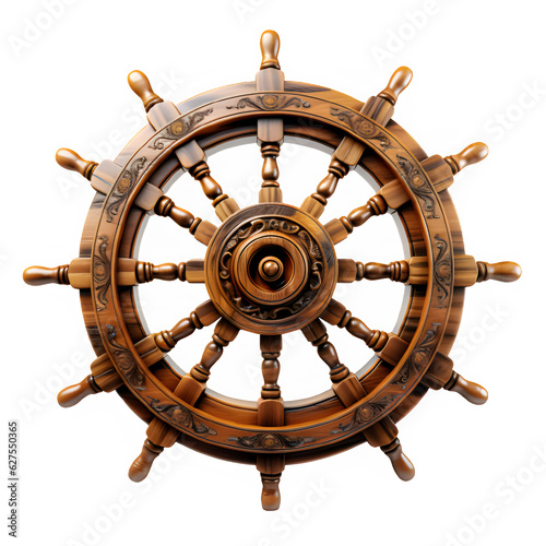 Photo wooden steering wheel cut out isolated on transparent background ,generative ai