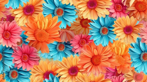 Gerberas Flower Pattern with Vibrant Colors  Perfect for Invitations  Fabrics  and Floral-Themed Decorations. Generative AI